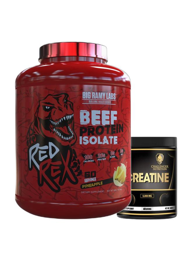 مختبرات رامي الكبرى REDREX Beef Isolate Pineapple 4LB + Challenger Creatine 300g Bundle - Image 3